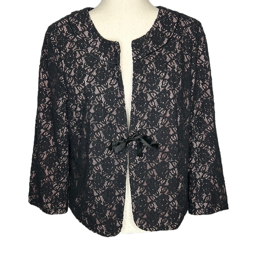 Anthropologie Odille NWT Blazer Women's 12 Black Lace Single Tie Whimsigoth - Picture 1 of 7